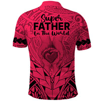 Polynesian Fathers Day Gift For Dad Polo Shirt Super Father In The World Pink Polynesian Pattern - Wonder Print Shop