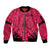 Polynesian Father's Day Gift For Dad Sleeve Zip Bomber Jacket Super Father In The World - Pink Polynesian Pattern - Wonder Print Shop