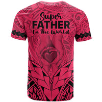Polynesian Father's Day Gift For Dad T Shirt Super Father In The World - Pink Polynesian Pattern - Wonder Print Shop