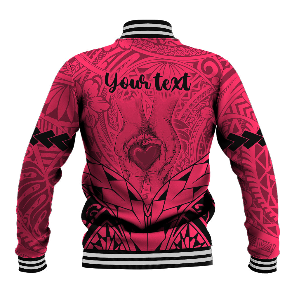Personalised Polynesian Father's Day Gift For Dad Baseball Jacket Super Father In The World - Pink Polynesian Pattern LT9 - Wonder Print Shop