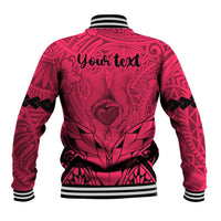 Personalised Polynesian Father's Day Gift For Dad Baseball Jacket Super Father In The World - Pink Polynesian Pattern LT9 - Wonder Print Shop