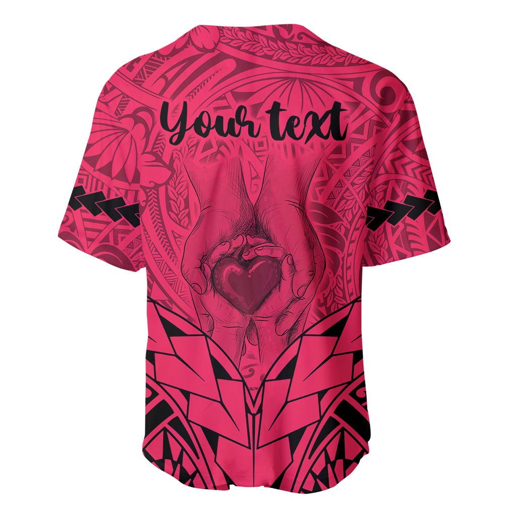 Personalised Polynesian Father's Day Gift For Dad Baseball Jersey Super Father In The World - Pink Polynesian Pattern LT9 - Wonder Print Shop