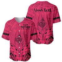 Personalised Polynesian Father's Day Gift For Dad Baseball Jersey Super Father In The World - Pink Polynesian Pattern LT9 - Wonder Print Shop