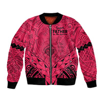 Personalised Polynesian Father's Day Gift For Dad Bomber Jacket Super Father In The World - Pink Polynesian Pattern LT9 - Wonder Print Shop