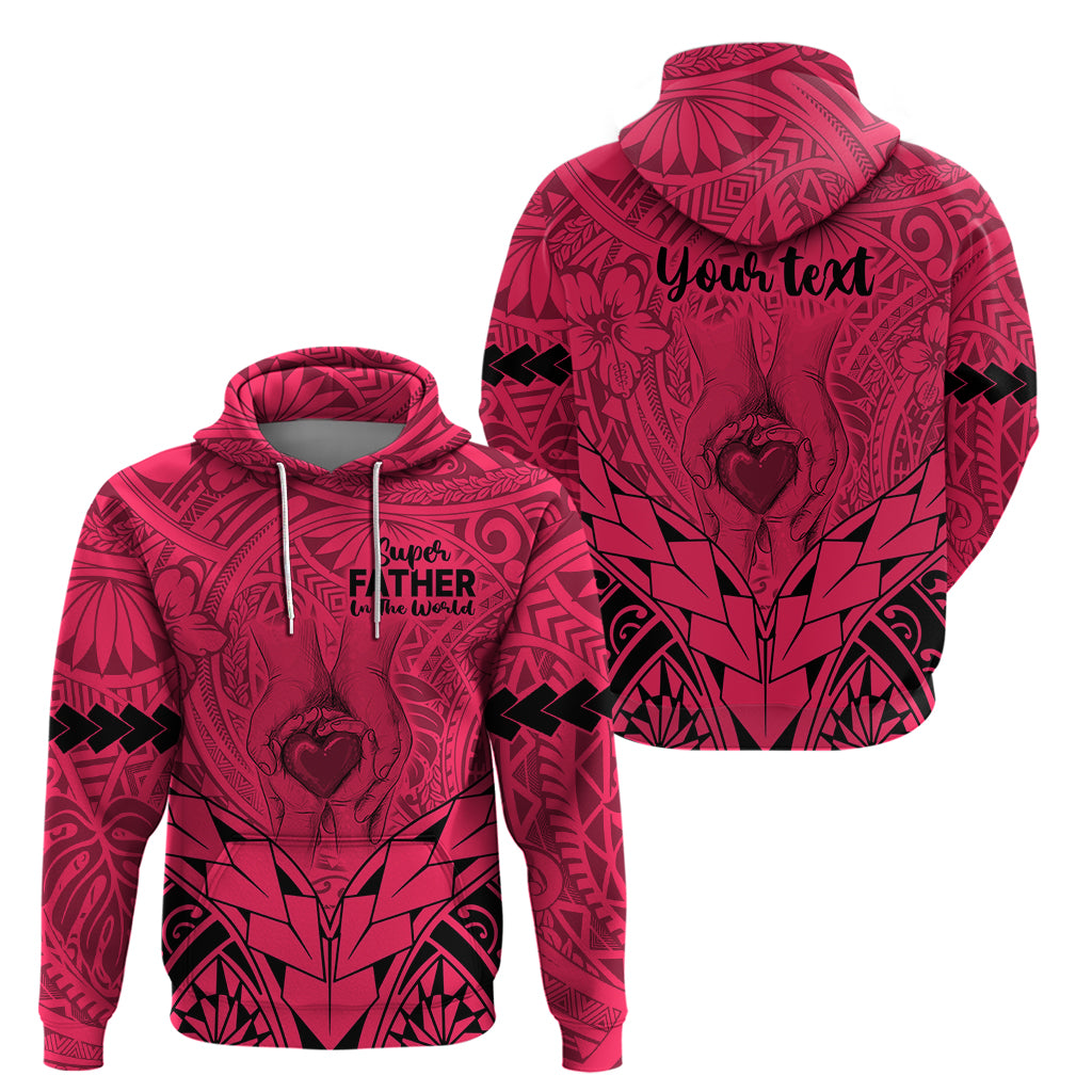 Personalised Polynesian Father's Day Gift For Dad Hoodie Super Father In The World - Pink Polynesian Pattern - Wonder Print Shop