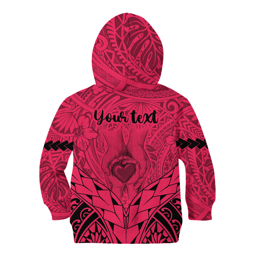 Personalised Polynesian Father's Day Gift For Dad Kid Hoodie Super Father In The World - Pink Polynesian Pattern - Wonder Print Shop