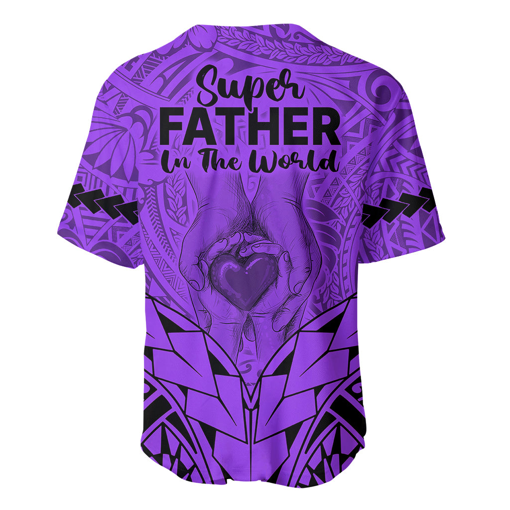 Polynesian Father's Day Gift For Dad Baseball Jersey Super Father In The World - Purple Polynesian Pattern LT9 - Wonder Print Shop