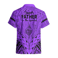 Polynesian Father's Day Gift For Dad Hawaiian Shirt Super Father In The World - Purple Polynesian Pattern - Wonder Print Shop