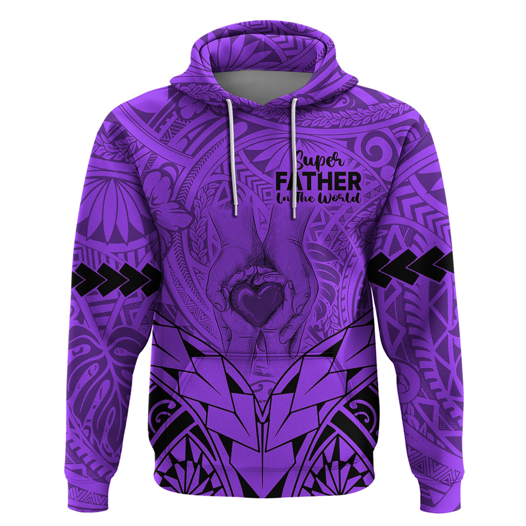 polynesian-fathers-day-gift-for-dad-hoodie-super-father-in-the-world-purple-polynesian-pattern
