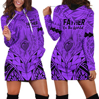 Polynesian Father's Day Gift For Dad Hoodie Dress Super Father In The World - Purple Polynesian Pattern - Wonder Print Shop
