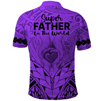 Polynesian Fathers Day Gift For Dad Polo Shirt Super Father In The World Purple Polynesian Pattern - Wonder Print Shop