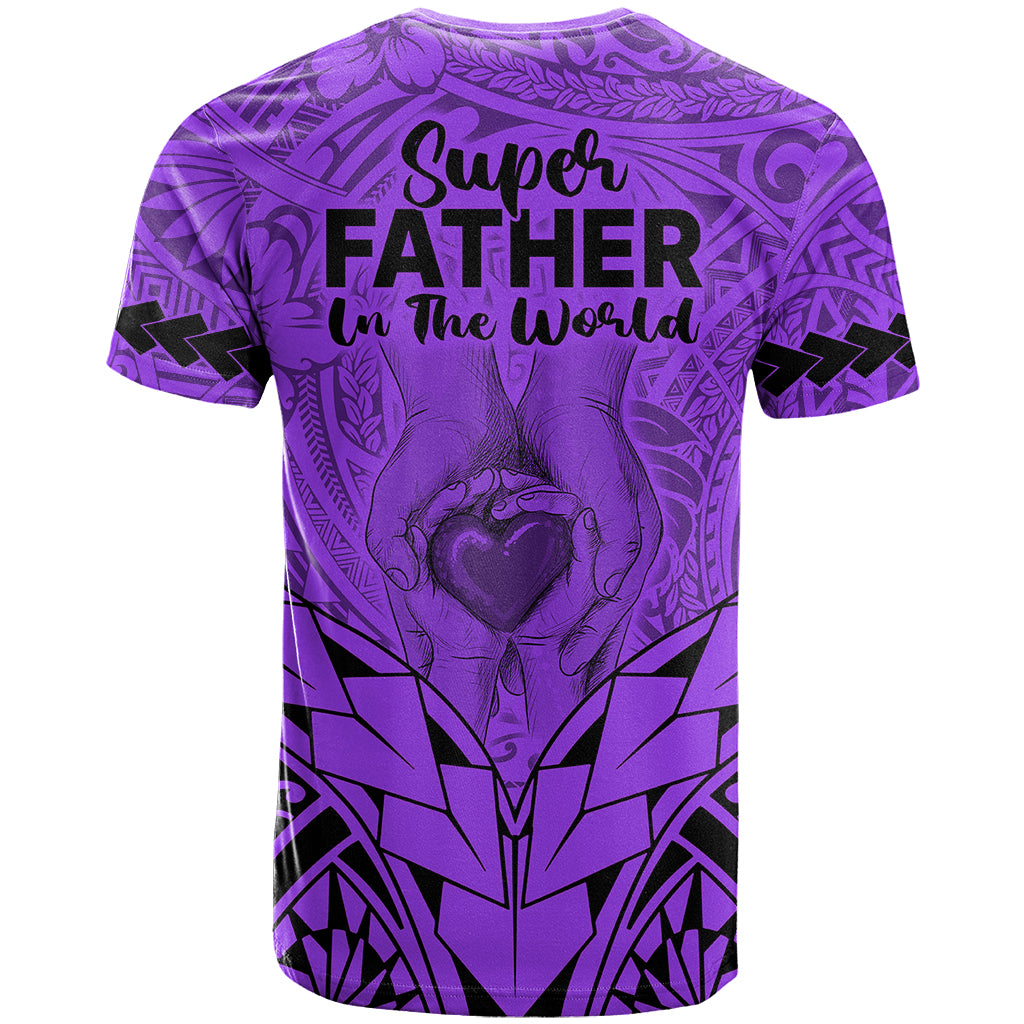 Polynesian Father's Day Gift For Dad T Shirt Super Father In The World - Purple Polynesian Pattern - Wonder Print Shop