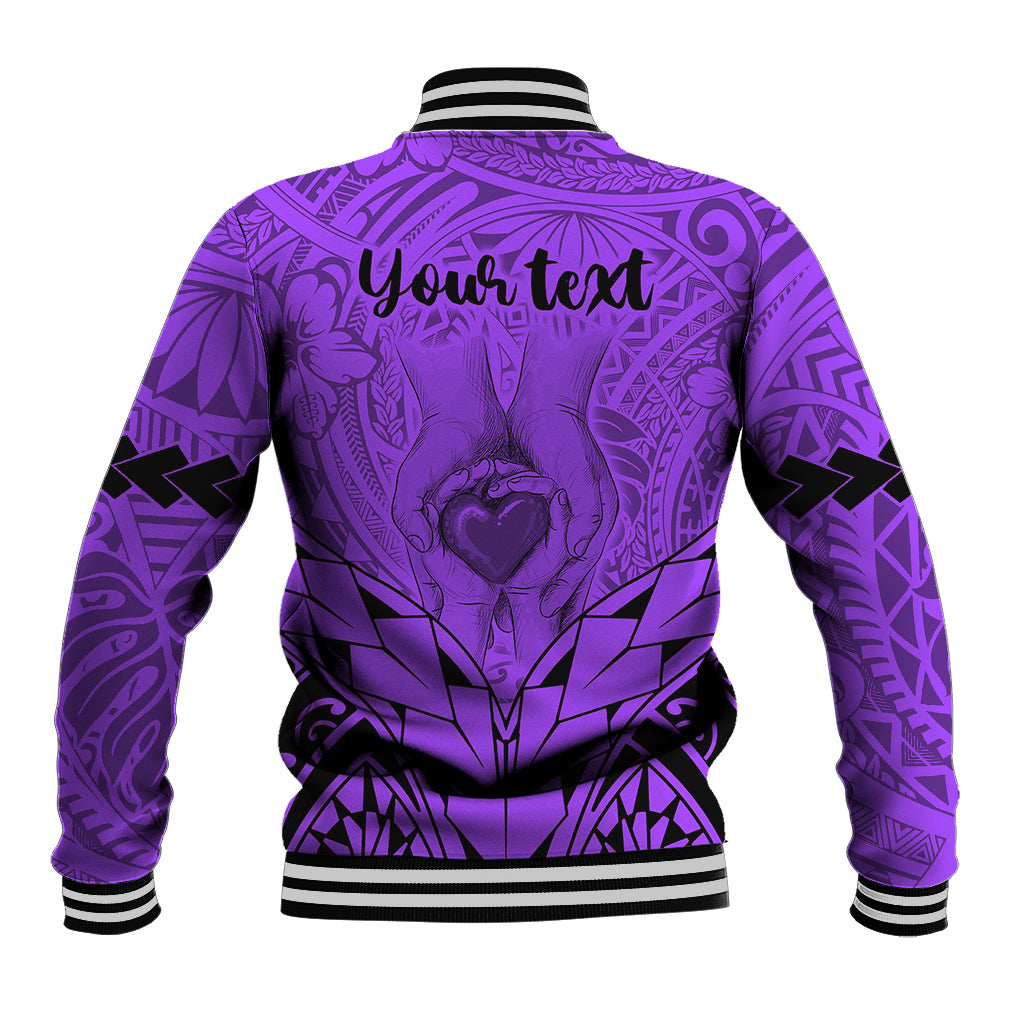 Personalised Polynesian Father's Day Gift For Dad Baseball Jacket Super Father In The World - Purple Polynesian Pattern LT9 - Wonder Print Shop