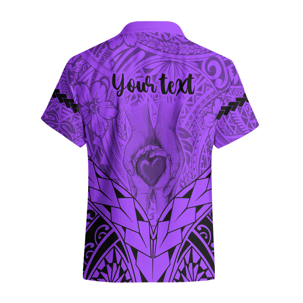 Personalised Polynesian Father's Day Gift For Dad Hawaiian Shirt Super Father In The World - Purple Polynesian Pattern - Wonder Print Shop