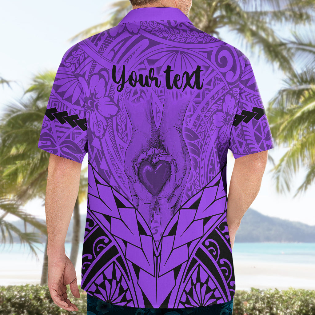 Personalised Polynesian Father's Day Gift For Dad Hawaiian Shirt Super Father In The World - Purple Polynesian Pattern - Wonder Print Shop