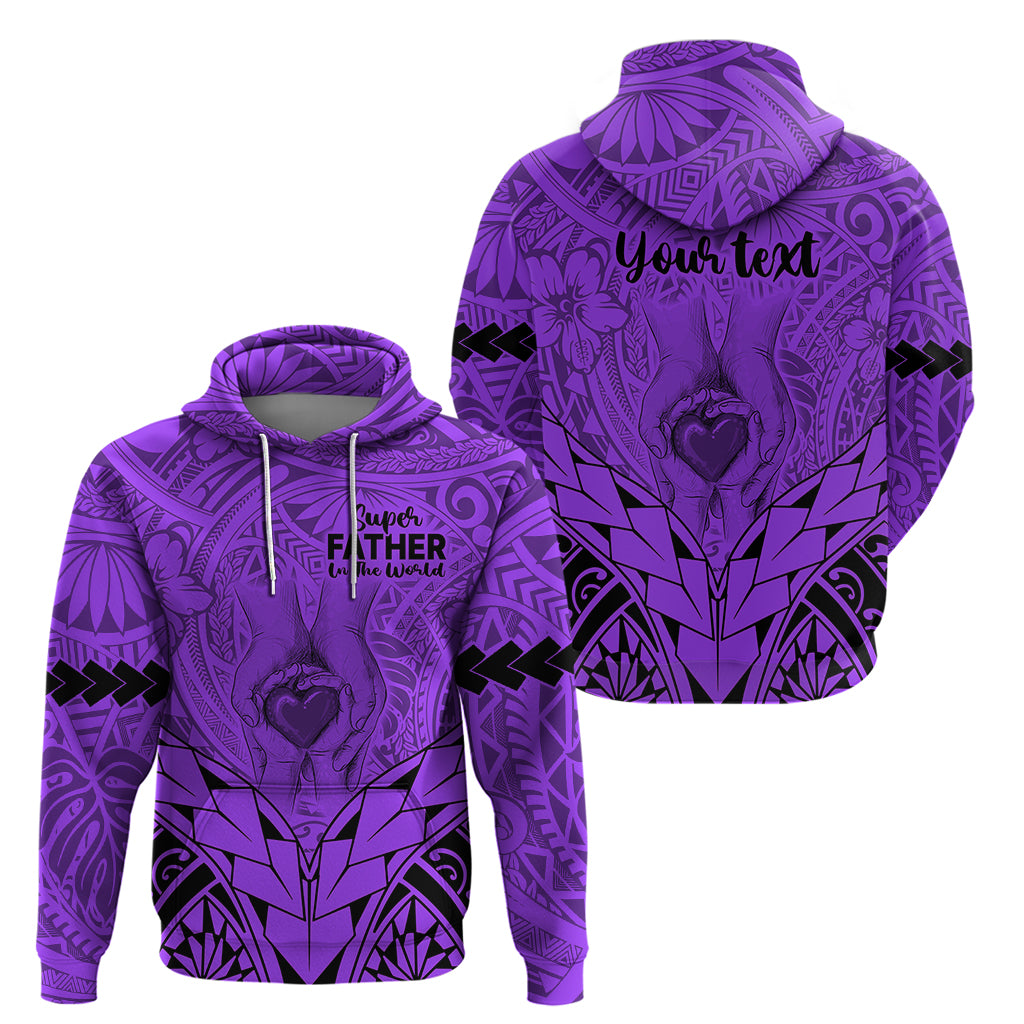 Personalised Polynesian Father's Day Gift For Dad Hoodie Super Father In The World - Purple Polynesian Pattern - Wonder Print Shop