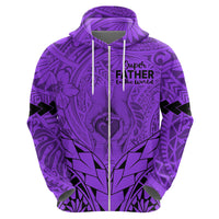 Personalised Polynesian Father's Day Gift For Dad Hoodie Super Father In The World - Purple Polynesian Pattern - Wonder Print Shop
