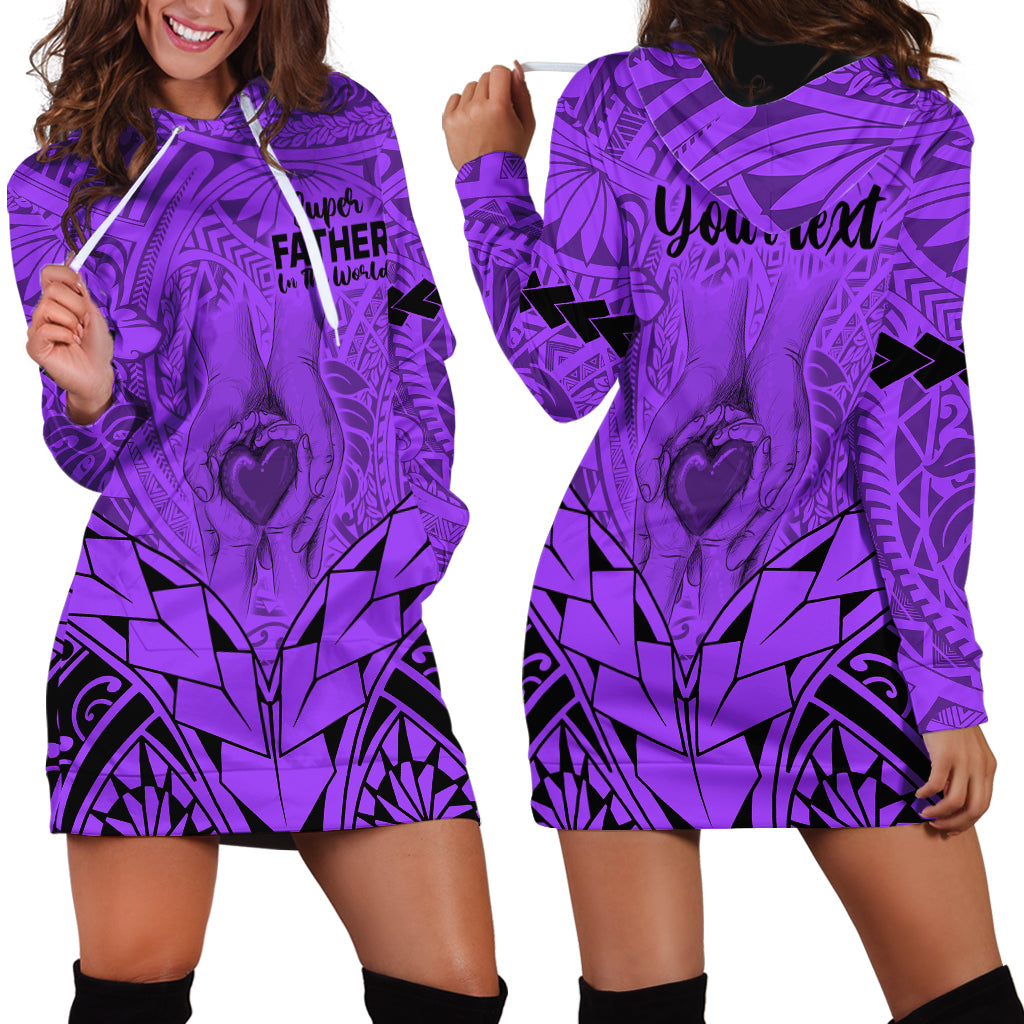 Personalised Polynesian Father's Day Gift For Dad Hoodie Dress Super Father In The World - Purple Polynesian Pattern - Wonder Print Shop