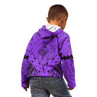 Personalised Polynesian Father's Day Gift For Dad Kid Hoodie Super Father In The World - Purple Polynesian Pattern - Wonder Print Shop