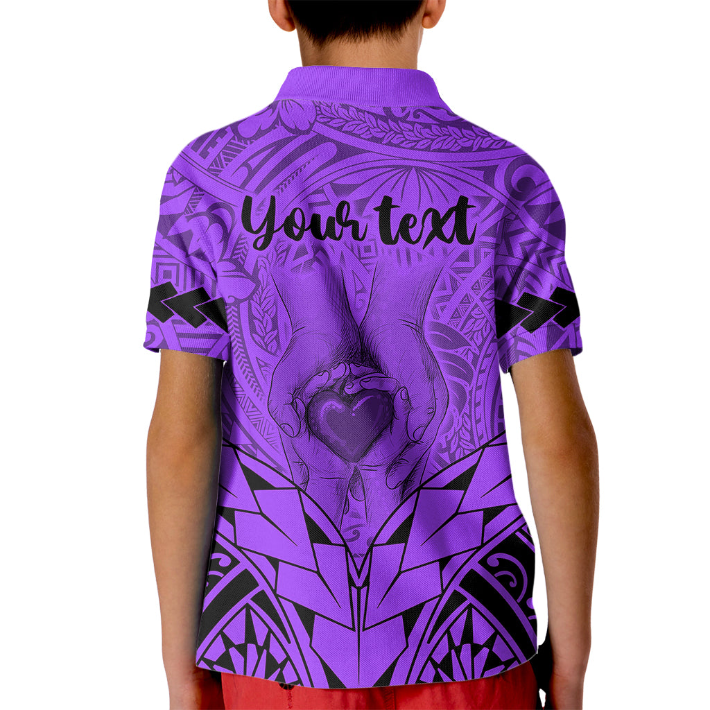 Custom Polynesian Fathers Day Gift For Dad Polo Shirt for Kid Super Father In The World Purple Polynesian Pattern - Wonder Print Shop