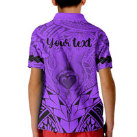 Custom Polynesian Fathers Day Gift For Dad Polo Shirt for Kid Super Father In The World Purple Polynesian Pattern - Wonder Print Shop