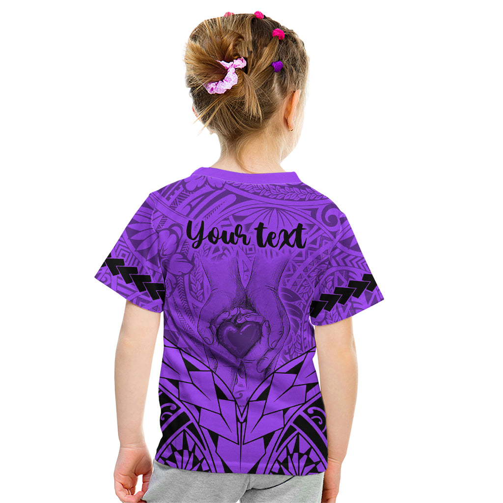 Personalised Polynesian Father's Day Gift For Dad Kid T Shirt Super Father In The World - Purple Polynesian Pattern - Wonder Print Shop