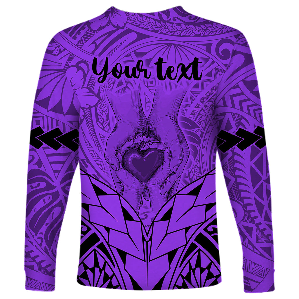 Personalised Polynesian Father's Day Gift For Dad Long Sleeve Shirt Super Father In The World - Purple Polynesian Pattern - Wonder Print Shop