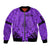 Personalised Polynesian Father's Day Gift For Dad Sleeve Zip Bomber Jacket Super Father In The World - Purple Polynesian Pattern - Wonder Print Shop