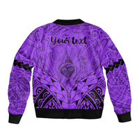 Personalised Polynesian Father's Day Gift For Dad Sleeve Zip Bomber Jacket Super Father In The World - Purple Polynesian Pattern - Wonder Print Shop