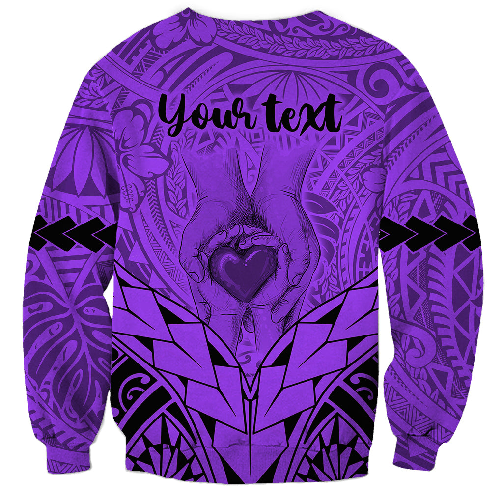 Personalised Polynesian Father's Day Gift For Dad Sweatshirt Super Father In The World - Purple Polynesian Pattern - Wonder Print Shop