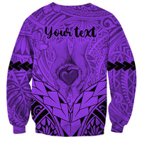 Personalised Polynesian Father's Day Gift For Dad Sweatshirt Super Father In The World - Purple Polynesian Pattern - Wonder Print Shop