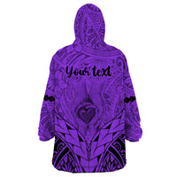 Personalised Polynesian Father's Day Gift For Dad Wearable Blanket Hoodie Super Father In The World - Purple Polynesian Pattern - Wonder Print Shop
