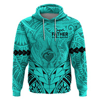 Polynesian Father's Day Gift For Dad Hoodie Super Father In The World - Turquoise Polynesian Pattern - Wonder Print Shop