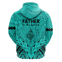 Polynesian Father's Day Gift For Dad Hoodie Super Father In The World - Turquoise Polynesian Pattern - Wonder Print Shop