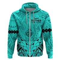 Polynesian Father's Day Gift For Dad Hoodie Super Father In The World - Turquoise Polynesian Pattern - Wonder Print Shop