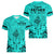 Polynesian Father's Day Gift For Dad Women V Neck T Shirt Super Father In The World - Turquoise Polynesian Pattern - Wonder Print Shop