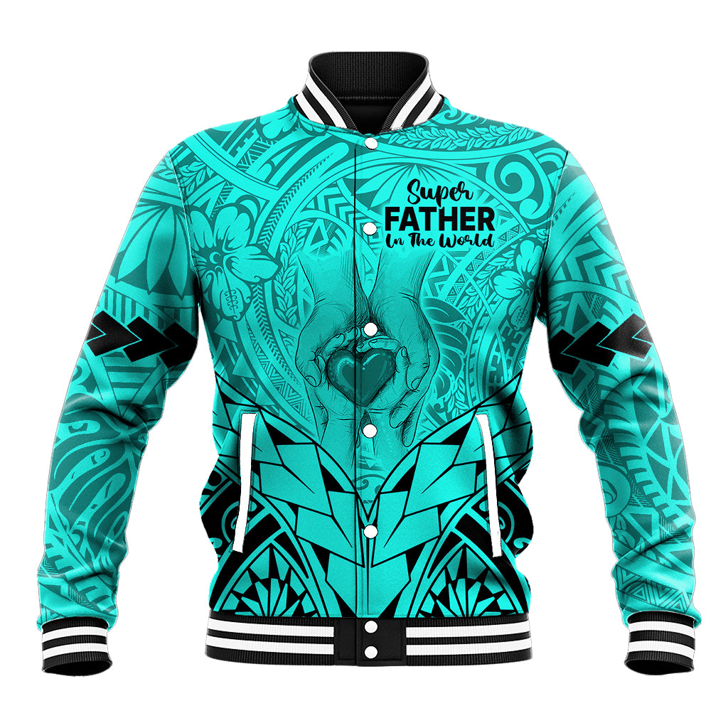 personalised-polynesian-fathers-day-gift-for-dad-baseball-jacket-super-father-in-the-world-turquoise-polynesian-pattern