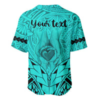 Personalised Polynesian Father's Day Gift For Dad Baseball Jersey Super Father In The World - Turquoise Polynesian Pattern LT9 - Wonder Print Shop