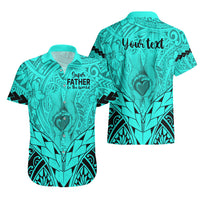 Personalised Polynesian Father's Day Gift For Dad Hawaiian Shirt Super Father In The World - Turquoise Polynesian Pattern - Wonder Print Shop