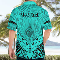 Personalised Polynesian Father's Day Gift For Dad Hawaiian Shirt Super Father In The World - Turquoise Polynesian Pattern - Wonder Print Shop