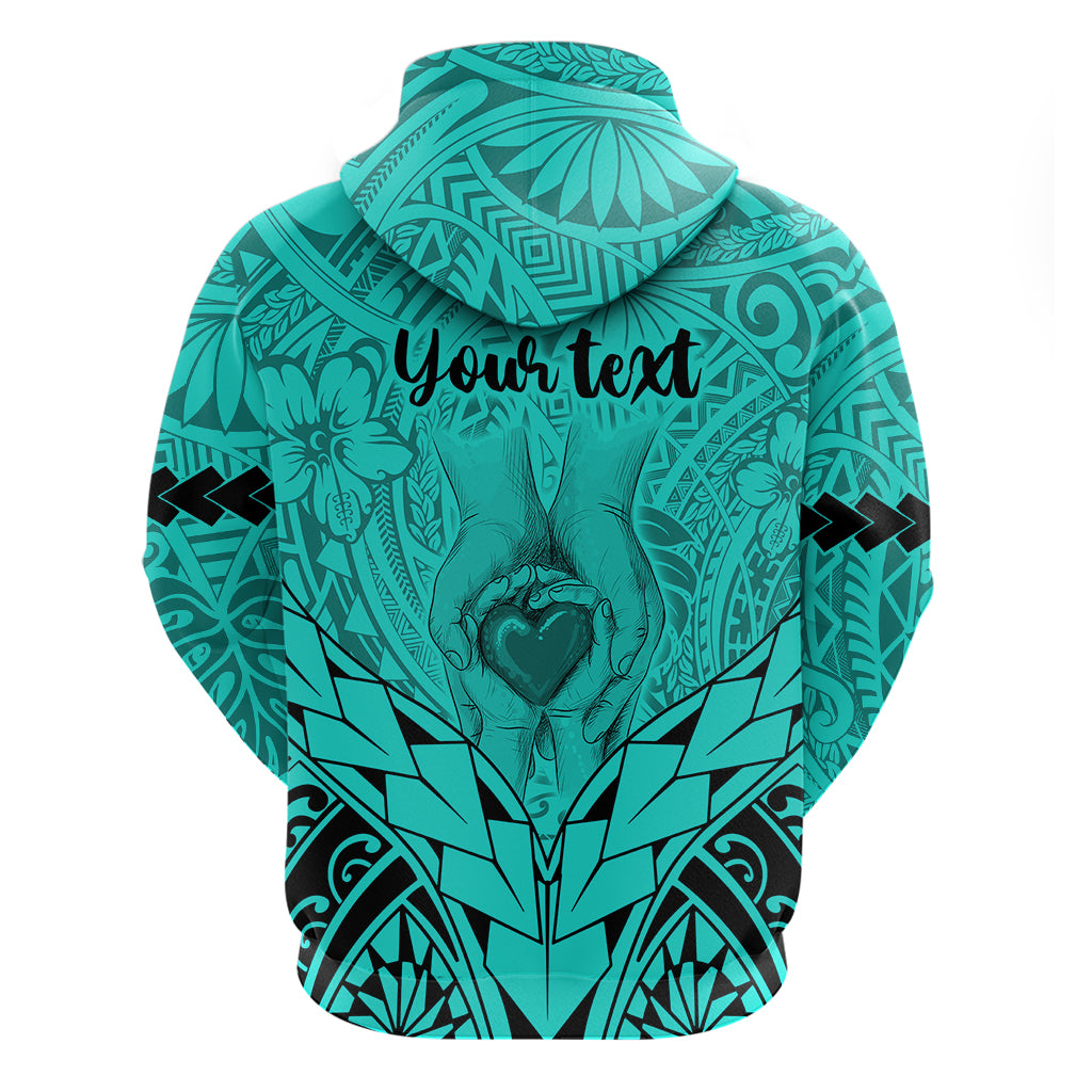 Personalised Polynesian Father's Day Gift For Dad Hoodie Super Father In The World - Turquoise Polynesian Pattern - Wonder Print Shop