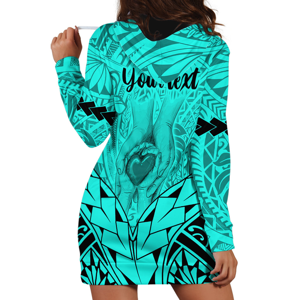 Personalised Polynesian Father's Day Gift For Dad Hoodie Dress Super Father In The World - Turquoise Polynesian Pattern - Wonder Print Shop