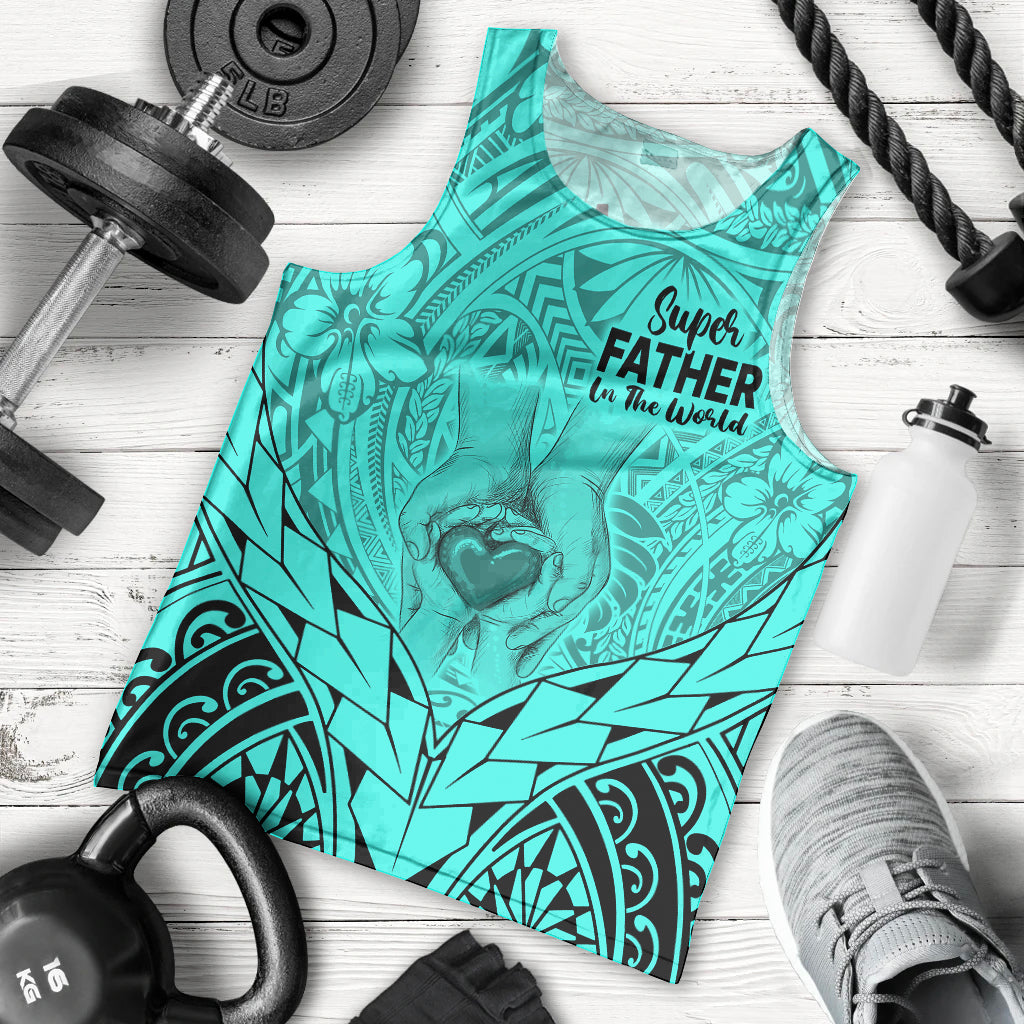 personalised-polynesian-fathers-day-gift-for-dad-men-tank-top-super-father-in-the-world-turquoise-polynesian-pattern