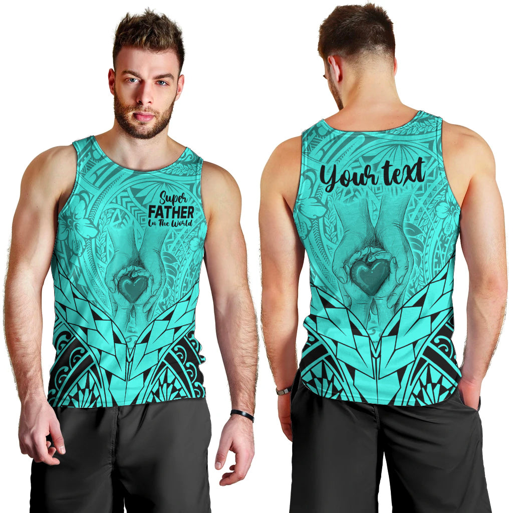 personalised-polynesian-fathers-day-gift-for-dad-men-tank-top-super-father-in-the-world-turquoise-polynesian-pattern