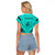 Personalised Polynesian Father's Day Gift For Dad Raglan Cropped T Shirt Super Father In The World - Turquoise Polynesian Pattern - Wonder Print Shop