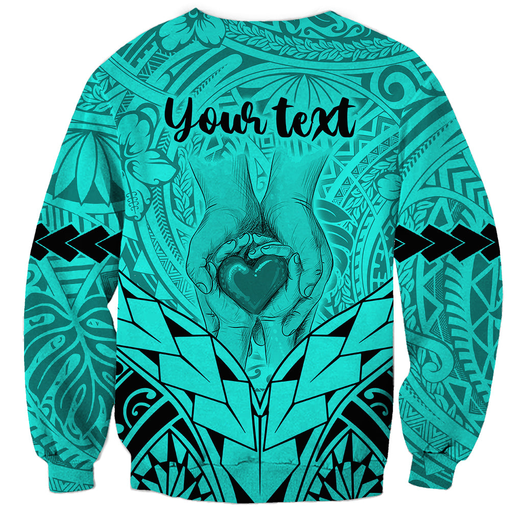 Personalised Polynesian Father's Day Gift For Dad Sweatshirt Super Father In The World - Turquoise Polynesian Pattern - Wonder Print Shop