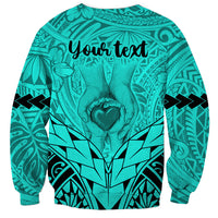 Personalised Polynesian Father's Day Gift For Dad Sweatshirt Super Father In The World - Turquoise Polynesian Pattern - Wonder Print Shop