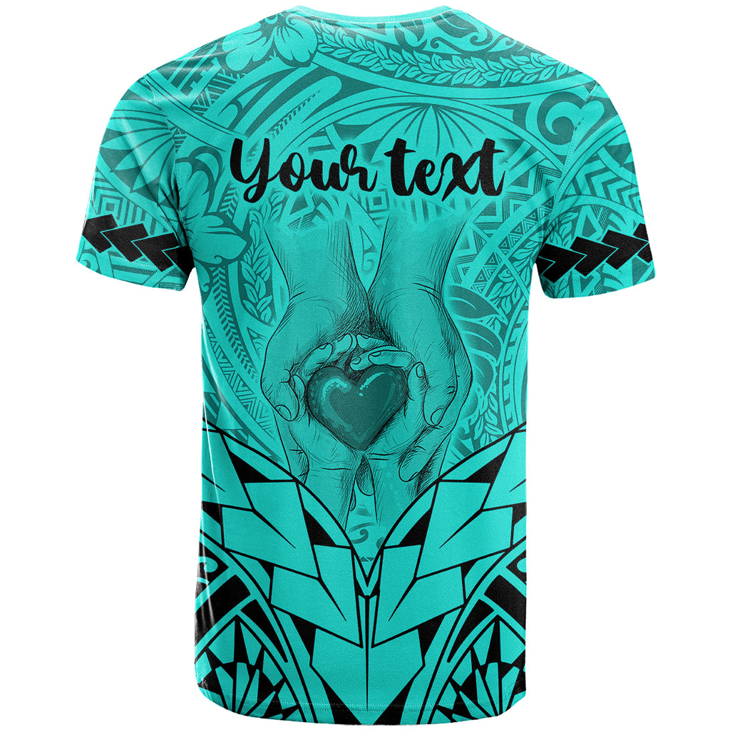 Personalised Polynesian Father's Day Gift For Dad T Shirt Super Father In The World - Turquoise Polynesian Pattern - Wonder Print Shop