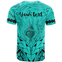 Personalised Polynesian Father's Day Gift For Dad T Shirt Super Father In The World - Turquoise Polynesian Pattern - Wonder Print Shop