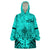 Personalised Polynesian Father's Day Gift For Dad Wearable Blanket Hoodie Super Father In The World - Turquoise Polynesian Pattern - Wonder Print Shop